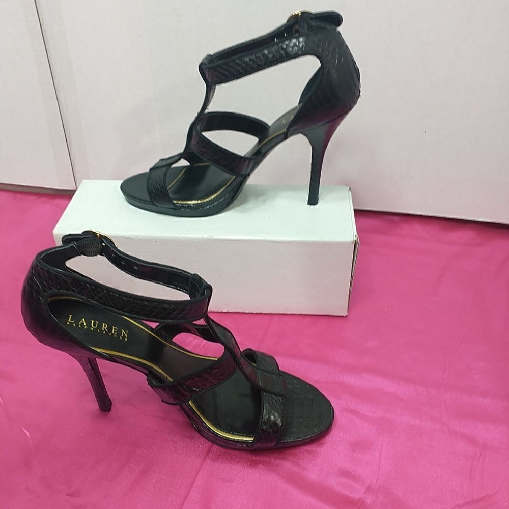 Lauren Ralph Lauren Women's SZ 9M Black Strappy Heels . Condition is Pre-owned. - Picture 3 of 9